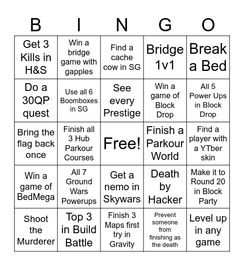 Hive Bingo Card