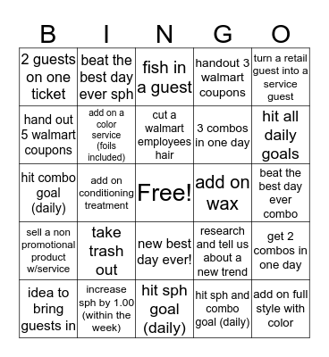 Stylist Bingo Card