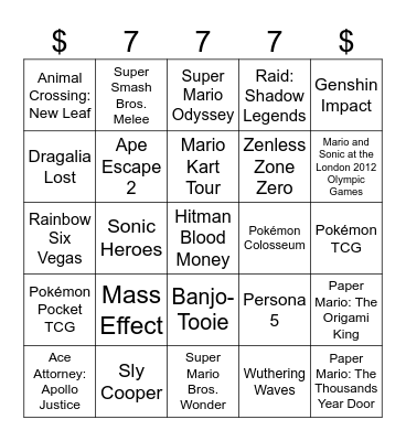 Spare Card #3 [Gambling] Round 1 Bingo Card