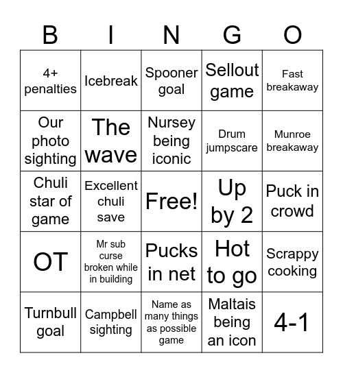 March 29th sceptres game Bingo Card