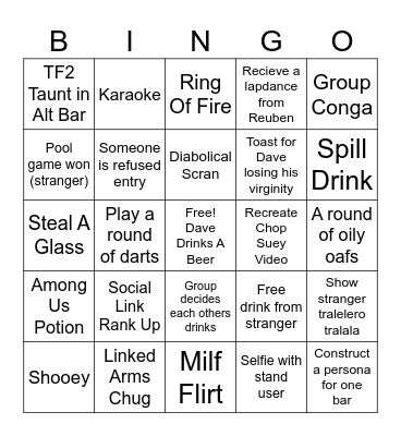 Davehagen Bingo Card
