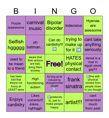 Joker bingo card!! (AU) Bingo Card