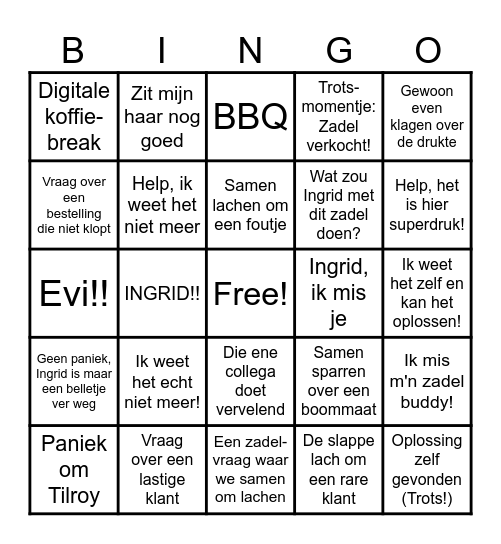 EHBA (Eerste hulp bij afwezigheid iv) Bingo Card