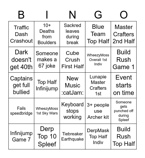 Tomeroo Bingo Card