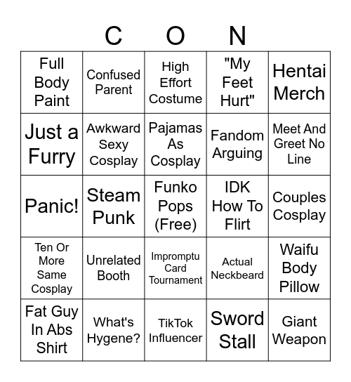 Con Bingo Card