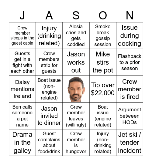 Below Deck Down Under Bingo Card
