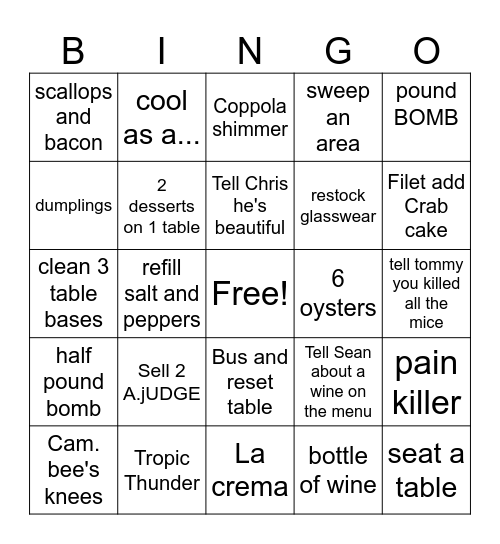 Sundayz Bingo Card