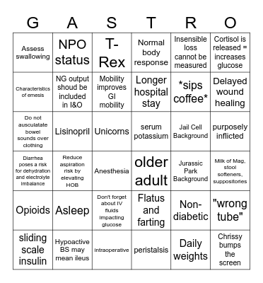 GI Bingo Card