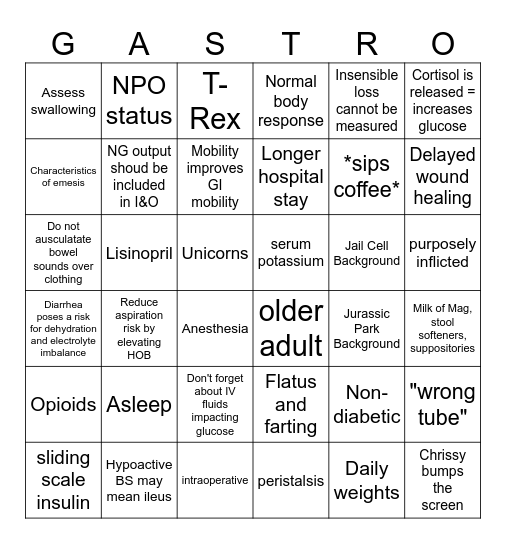 GI Bingo Card