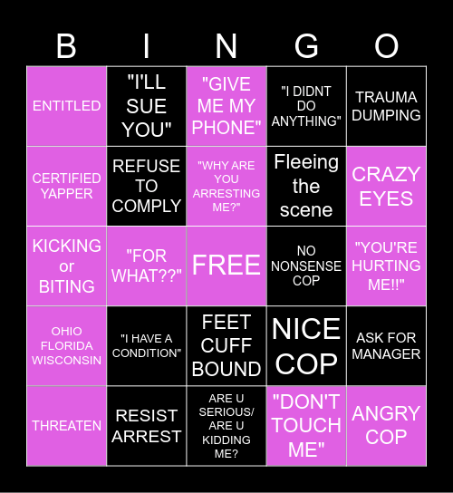 Marshie Karen Bingo Card