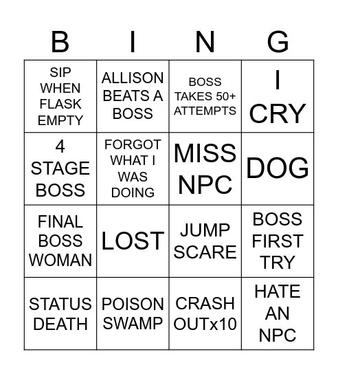 elden ring dlc Bingo Card