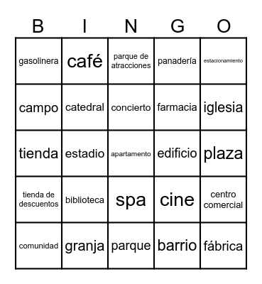 In the City Bingo Card