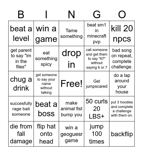 BVB Bingo Card