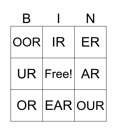 VOWEL TEAM BINGO Card