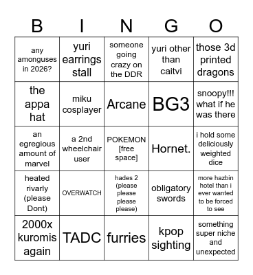 armageddon bingo Card