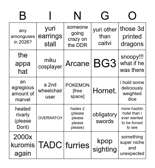 armageddon bingo Card