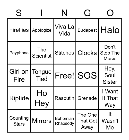 SINGO at BK :) Bingo Card