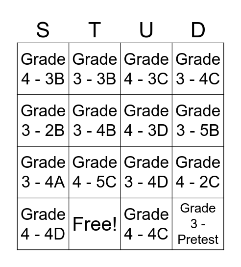 Study Island Bingo Card