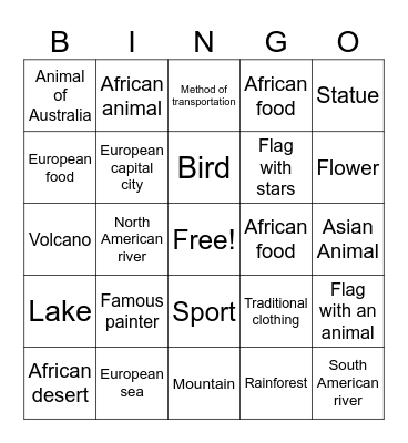 Geography Fair Bingo Card