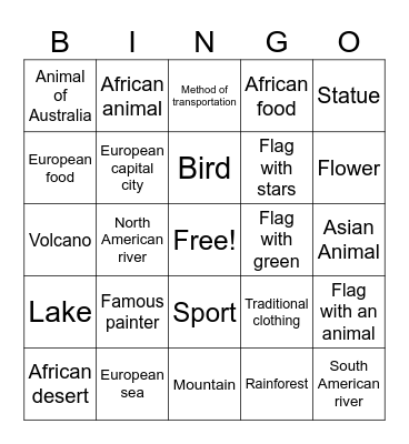 Geography Fair Bingo Card