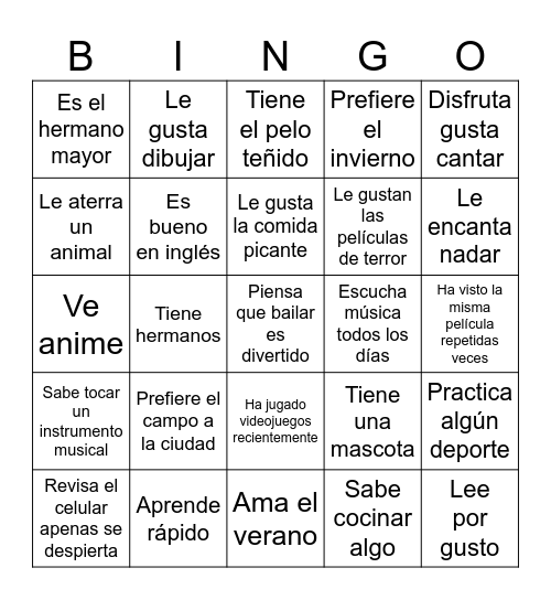 Human Bingo Card