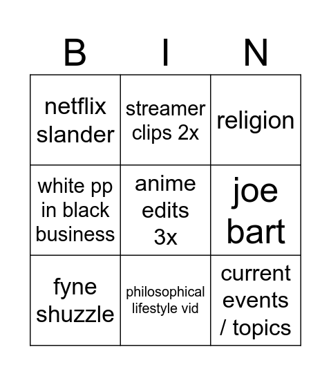 Untitled Bingo Card