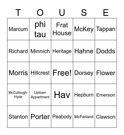 the hunt for ... Bingo Card