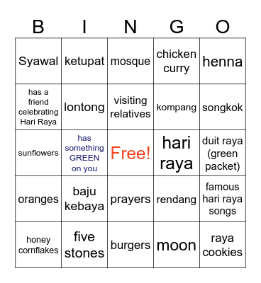 HARI RAYA BINGO Card
