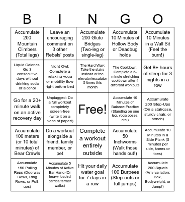 Nerd Fitness Bodyweight Bingo! Bingo Card
