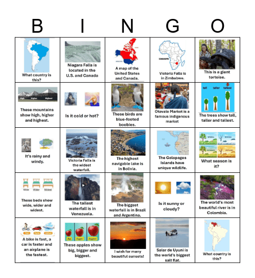 Famous Places Bingo Card