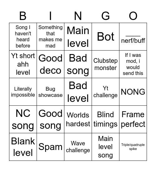 Recent taaaab Bingo Card
