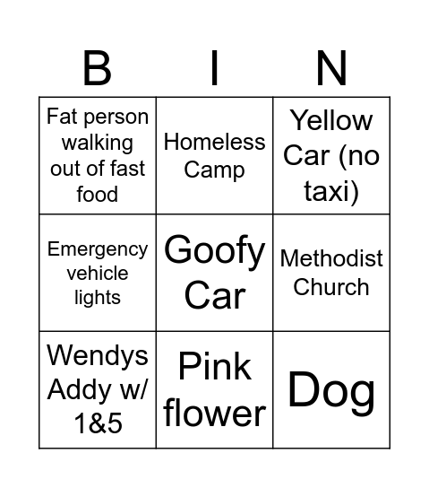 GOOGOO MAPS Bingo Card