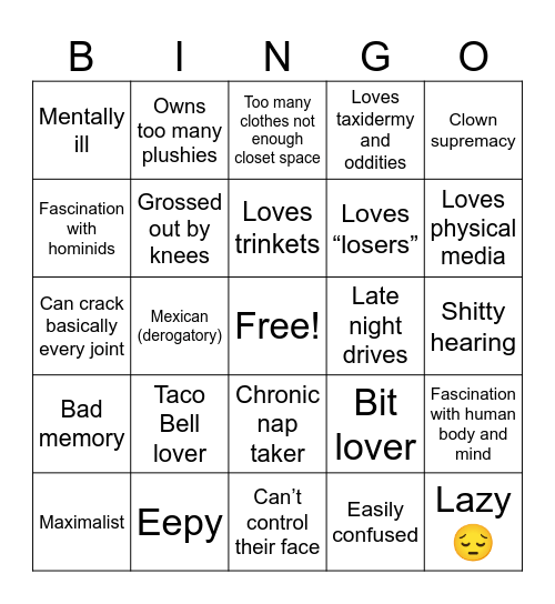 Monica Bingo Card