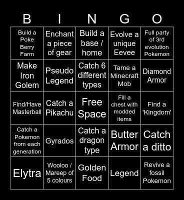 Cobblemon Bingo Card