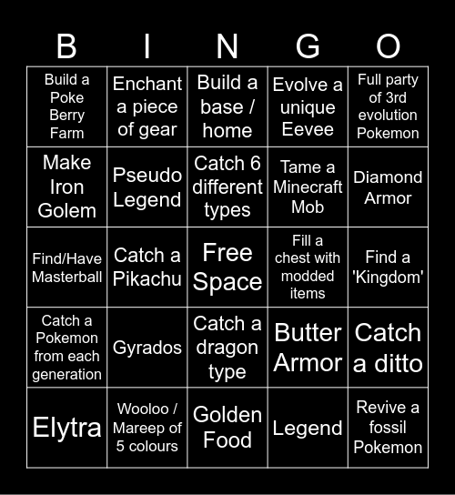 Cobblemon Bingo Card