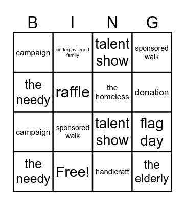 Unit 5 Vocabulary Bingo Card