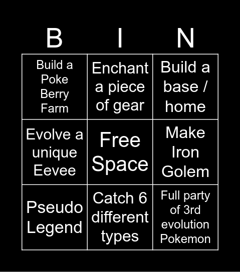 Cobblemon Bingo Card