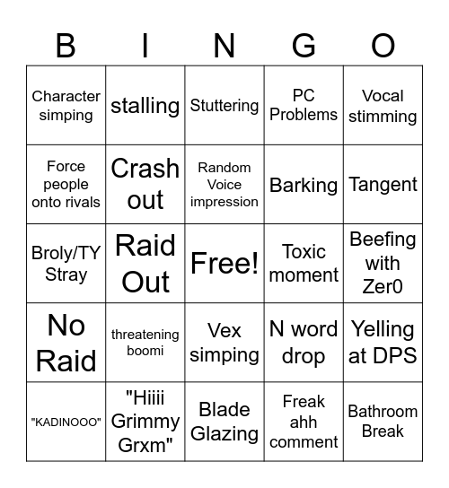 SaigaKoga Bingo Card