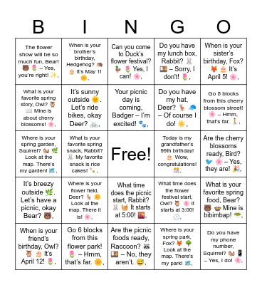 B8 1-19 Review Spring Version Bingo Card