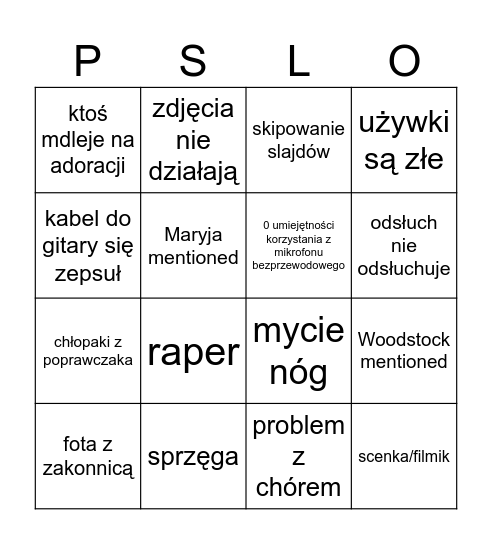 rekolekcje Bingo Card