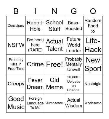 YT Recycle Bin Bingo Card
