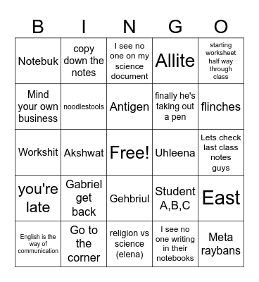 Mr.Cheng Bingo Card