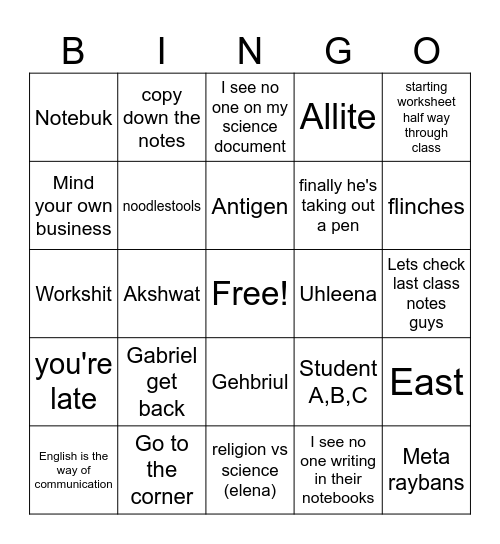 Mr.Cheng Bingo Card