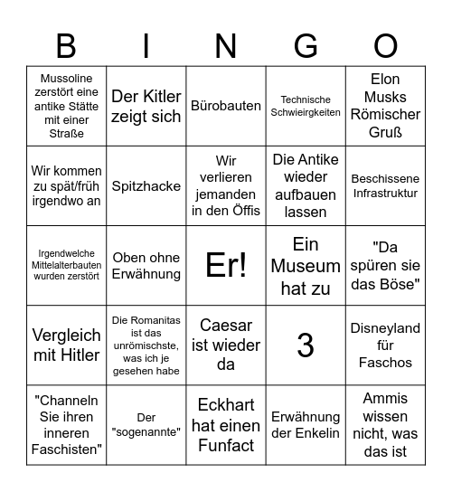 Mussolini ist ein EURensohn Bingo Card