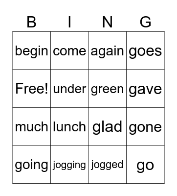 Spelling Words - Week 2 Bingo Card