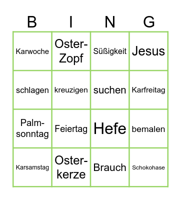 Ostern - WORTSCHATZ Bingo Card