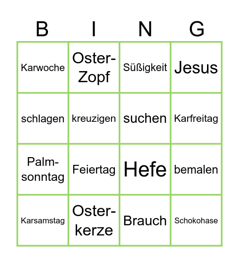 Ostern - WORTSCHATZ Bingo Card