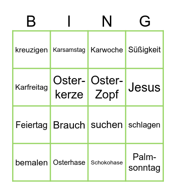 Ostern - WORTSCHATZ Bingo Card