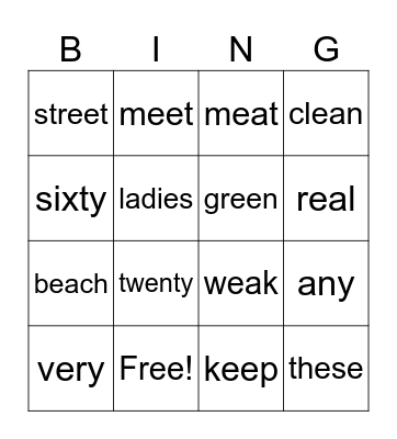Spelling Words - Week 6 Term 2 Bingo Card