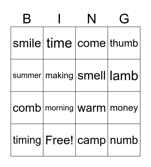 Spelling Words - Week 7 Term 2 Bingo Card